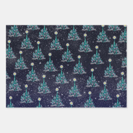 星空の夜のクリスマス3バリエーション ラッピングペーパーシート