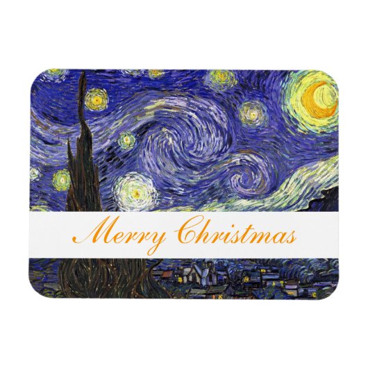 星空の夜のクリスマス、休日 マグネット (横)