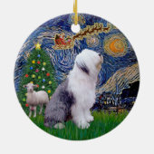 星空の夜のクリスマス- Old English Sheepdog セラミックオーナメント (裏面)