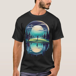 星空の夜のゴルファー逃げゴルフ夕暮れフェアワ Tシャツ