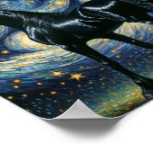 星空の夜のゴージャスな黒いステリオン ポスター (角)