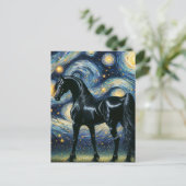 星空の夜のゴージャスな黒いステリオン ポストカード (スタンド正面)