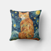 星空の夜のジンジャータビー猫 クッション (裏面)