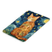 星空の夜のジンジャータビー猫 マグネット (左側)