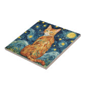 星空の夜のジンジャーテーブルキャット タイル (側面)