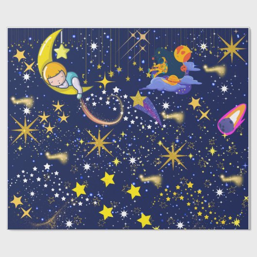 星空の夜のダークブルースカイ ラッピングペーパー (フラット)