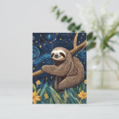 星空の夜のナマケモノ ポストカード (スタンド正面)