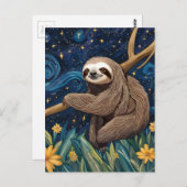 星空の夜のナマケモノ ポストカード (正面/裏面)