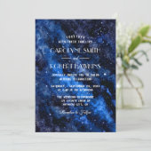 星空の夜のネイビーブルーウォーター結婚カラーのInvitati 招待状 (スタンド正面)