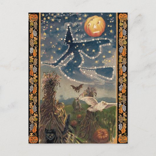 星空の夜のハロウィンポストカード ポストカード (正面)