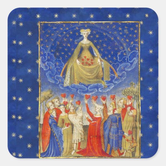 星空の夜のハートの女王バレンタインデー スクエアシール (正面)