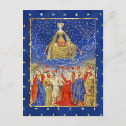 星空の夜のハートの女王バレンタインデー ポストカード (正面)