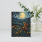 星空の夜のバイオリン ポストカード (スタンド正面)