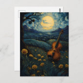 星空の夜のバイオリン ポストカード (正面/裏面)