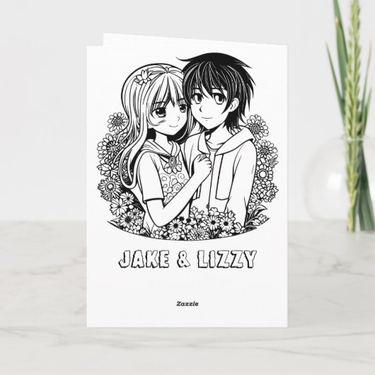 星空の夜のバレンタインデーに登場するアニメカップル カード (裏面)