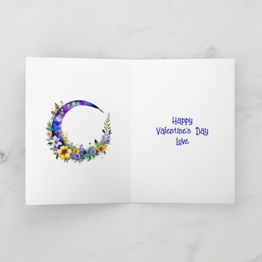 星空の夜のバレンタインデーに登場するアニメカップル カード (内部)