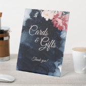 星空の夜のフローラウェディングカードとギフト 台座サイン (インサイチュ)