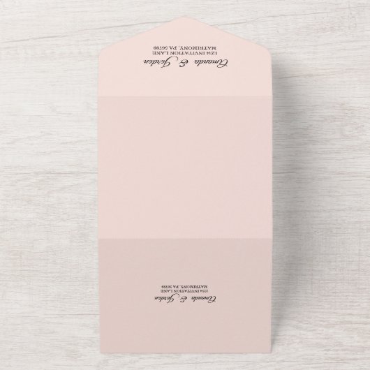 星空の夜のフローラ結婚が一つの招待状に収まる オールインワン招待状 (外側)