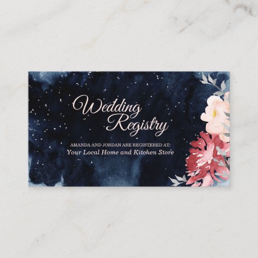 星空の夜のフローラ結婚のレジストリ エンクロージャーカード (正面)