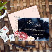 星空の夜のフローラ結婚式の日付はがきを保存 案内ポストカード