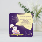 星空の夜のママ & ベイビー フクロウのベビーシャワー 招待状 (スタンド正面)