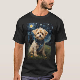 星空の夜のマルティポ犬、エドバード・ムンク Tシャツ