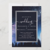 星空の夜のミッドナイト結婚スターズの予算 招待状 (正面)