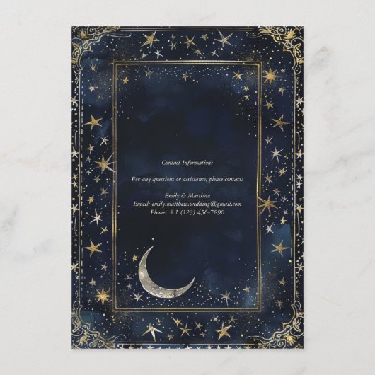 星空の夜のロマ結婚ンスのエンクロージャカード エンクロージャーカード (裏面)