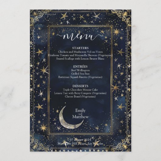 星空の夜のロマ結婚ンス メニュー (正面)