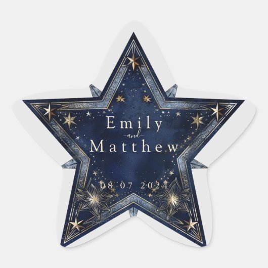 星空の夜のロマ結婚ンス 星シール (正面)