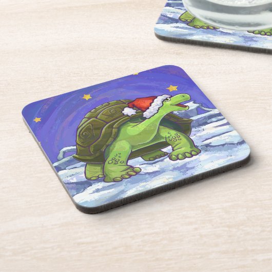 星空の夜の亀のクリスマス コースター (左側)