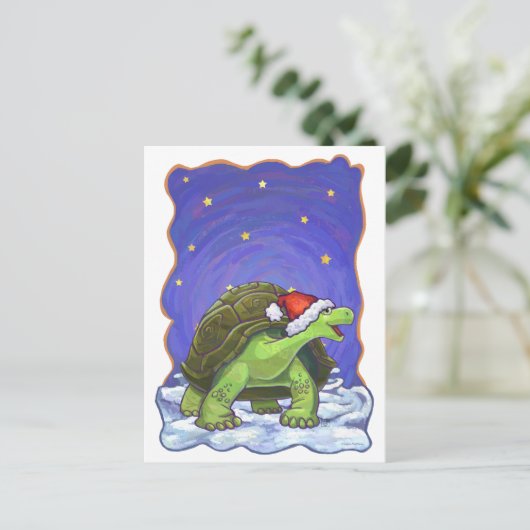 星空の夜の亀のクリスマス シーズンポストカード (スタンド正面)