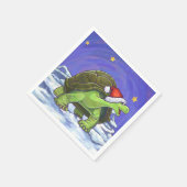 星空の夜の亀のクリスマス スタンダードカクテルナプキン (角)