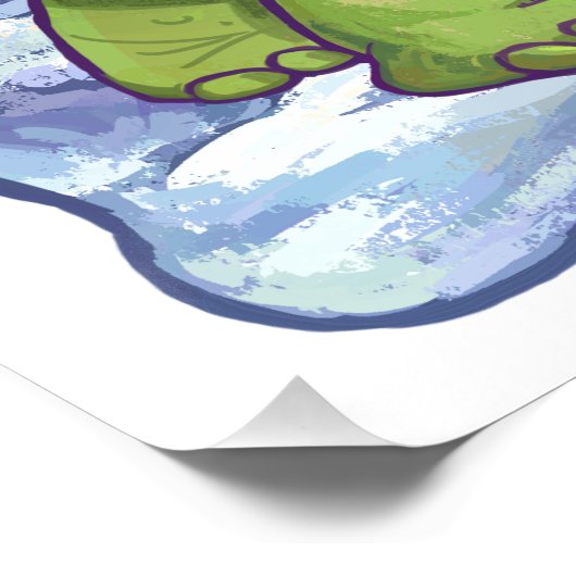 星空の夜の亀のクリスマス ポスター (コーナー)