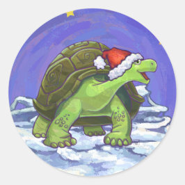 星空の夜の亀のクリスマス ラウンドシール