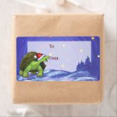 星空の夜の亀のクリスマス ラベル (インサイチュ)