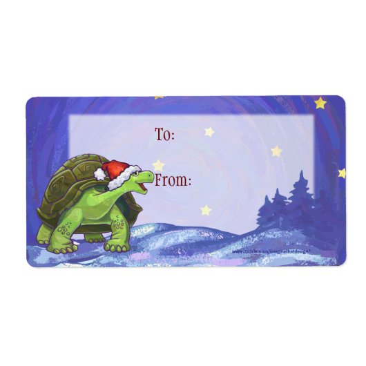 星空の夜の亀のクリスマス ラベル (正面)