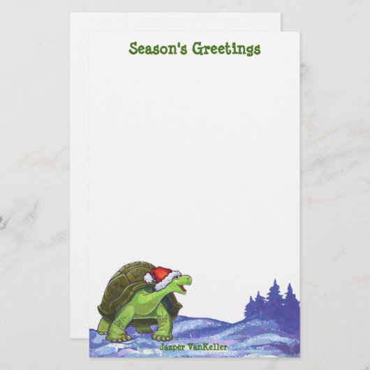 星空の夜の亀のクリスマス 便箋 (正面/裏面)