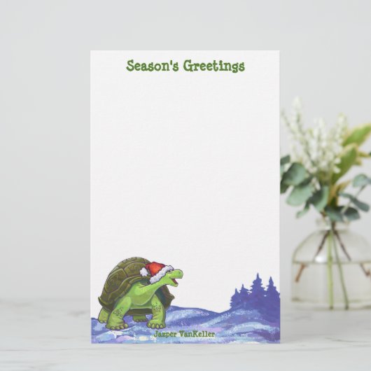 星空の夜の亀のクリスマス 便箋 (スタンド正面)