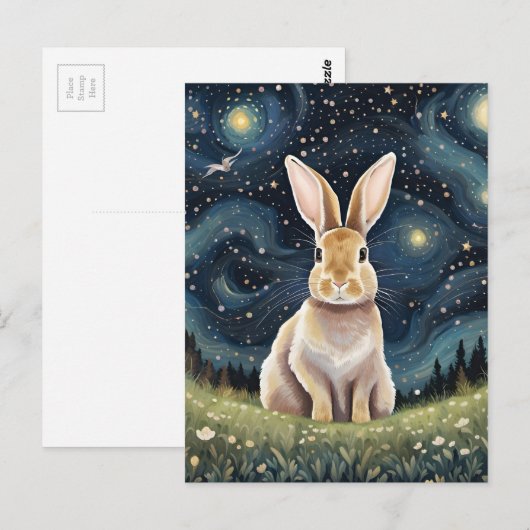 星空の夜の兎 ポストカード (正面/裏面)