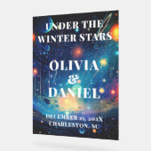 星空の夜の冬の結婚式へようこそ アクリルサイン (傾斜)