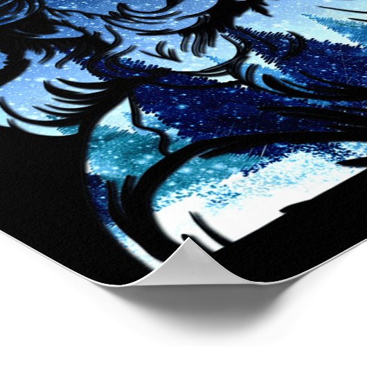 星空の夜の北極の風景メリークリスマスサ ポスター (角)