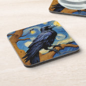 星空の夜の古い樫の木にレイヴン コースター (左側)