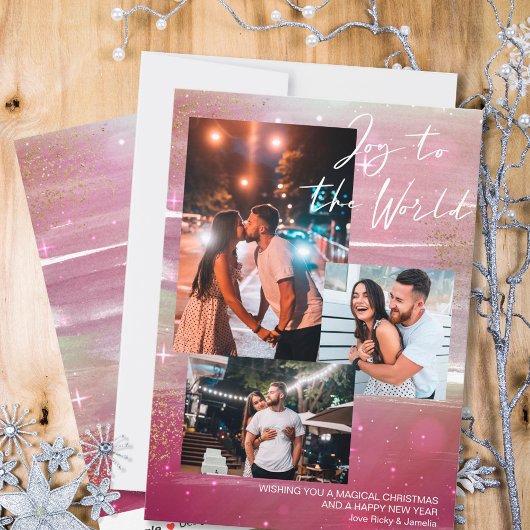 星空の夜の喜び世界へ3 Photo Collage Red シーズンカード