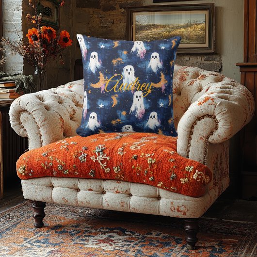 星空の夜の妖精ハロウィーンの枕と名前 クッション