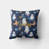 星空の夜の妖精ハロウィーンの枕と名前 クッション (裏面)