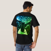 星空の夜の孤独な猫 Tシャツ (裏面フル)