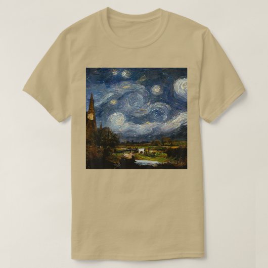 星空の夜の巡査ジョン Tシャツ (デザイン正面)