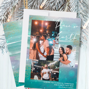 星空の夜の平和オン・アース3 Photo Collage Green シーズンカード