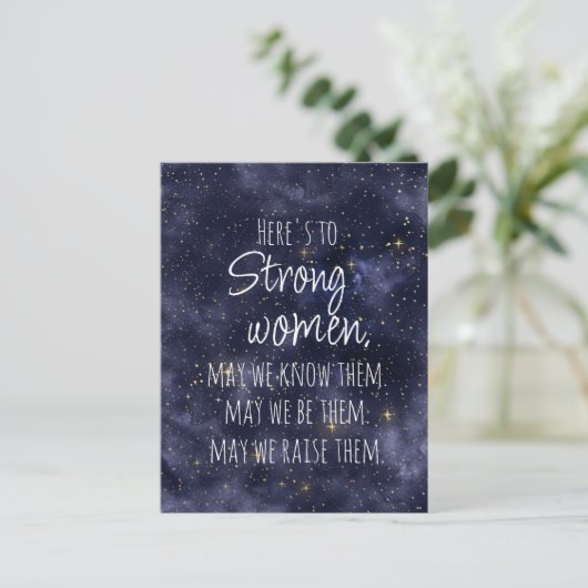 星空の夜の強い女性はがきやる気を起こさせる ポストカード (スタンド正面)